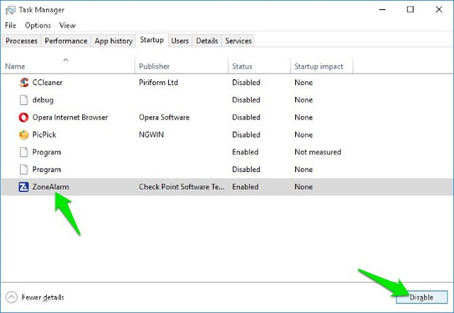 Startup application display menu